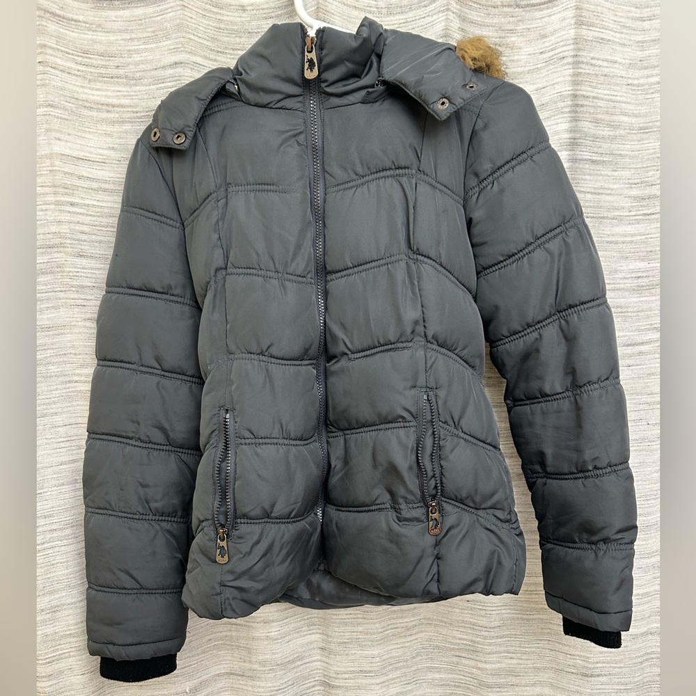 US polo Assn puffy gray coat size Medium